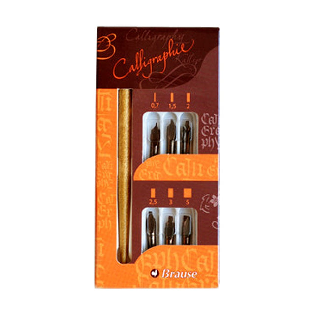 Brause Calligraphy Nib Set 141B with Bandzug Nibs and Wooden Holder - Retail Maharaj