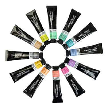Brustro Artists Acrylic Pastel Colour Set Soft Bodied 12 Shades 12ml Tubes - Retail Maharaj