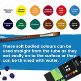 Brustro Artists Acrylic Colour Set Professional 12ml Tubes in 12 and 24 Shades - Retail Maharaj