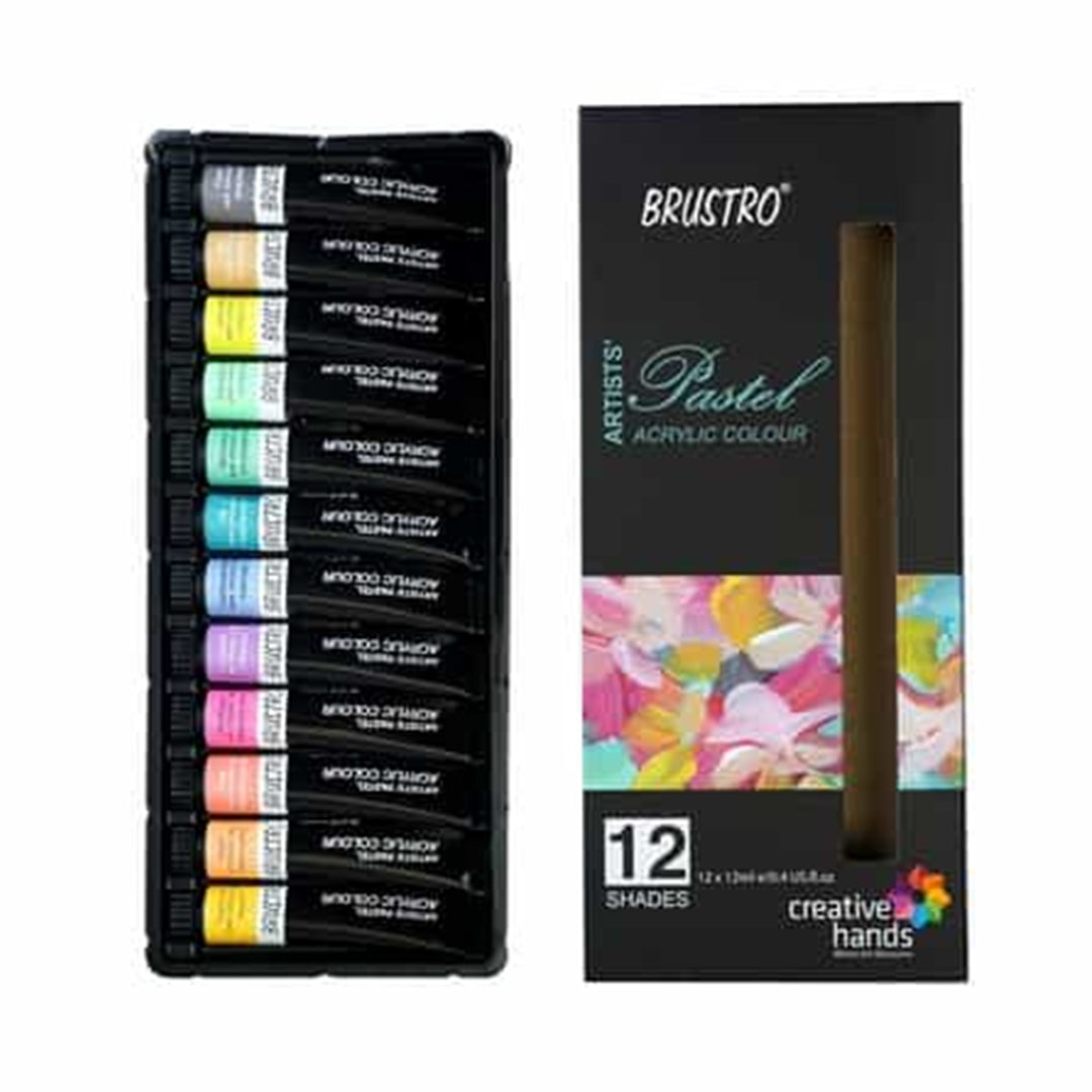 Brustro Artists Acrylic Pastel Colour Set Soft Bodied 12 Shades 12ml Tubes - Retail Maharaj
