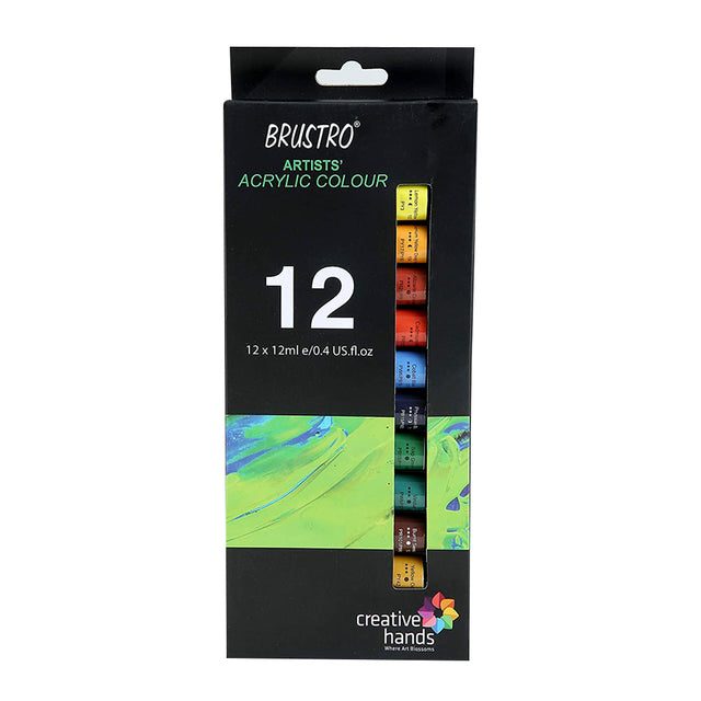 Brustro Artists Acrylic Colour Set Professional 12ml Tubes in 12 and 24 Shades - Retail Maharaj