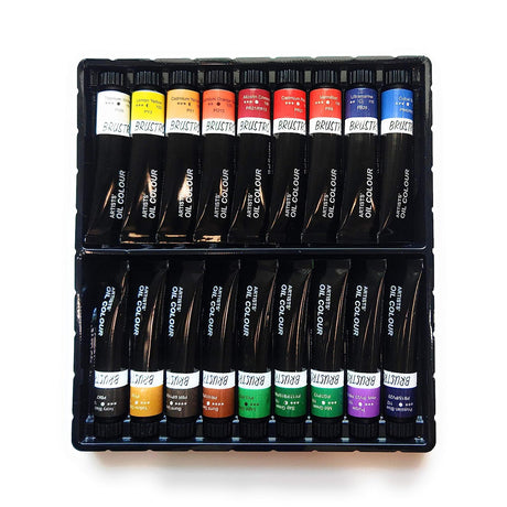 Brustro Artists Oil Colour Set of 18 Shades – Professional Rich Pigment Oil Paint Tubes - Retail Maharaj