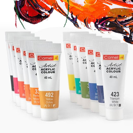 Camel Artist Acrylic Colour 40ml Tube Open Stock Professional Artist Paint - Retail Maharaj