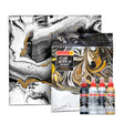 Camel Fluid Acrylic Sets Aqua Sunset Monochrome Pouring Ready Colours with Canvas Board for Easy Creative Art - Retail Maharaj