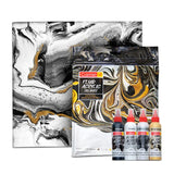 Camel Fluid Acrylic Sets Aqua Sunset Monochrome Pouring Ready Colours with Canvas Board for Easy Creative Art - Retail Maharaj