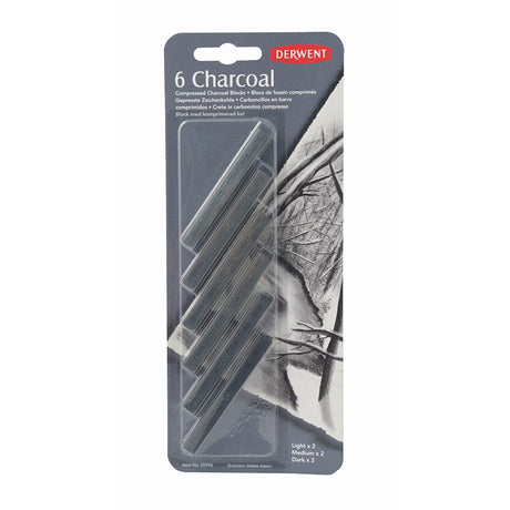 Derwent Compressed Charcoal Solid Blocks Blister (Set of 6) - Retail Maharaj