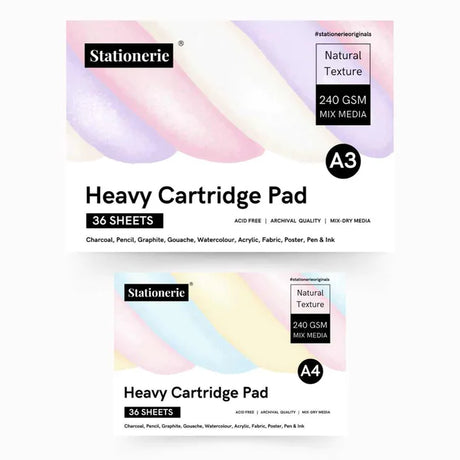 Stationerie Artists’ Heavy Cartridge Combo Pad A4 + A3 240 GSM – 36 Sheets Each - Retail Maharaj