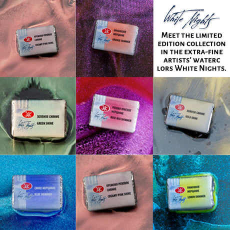 White Nights Limited Edition of Shimmering Collection Extra-Fine Artists’ Watercolors Cakes - Retail Maharaj