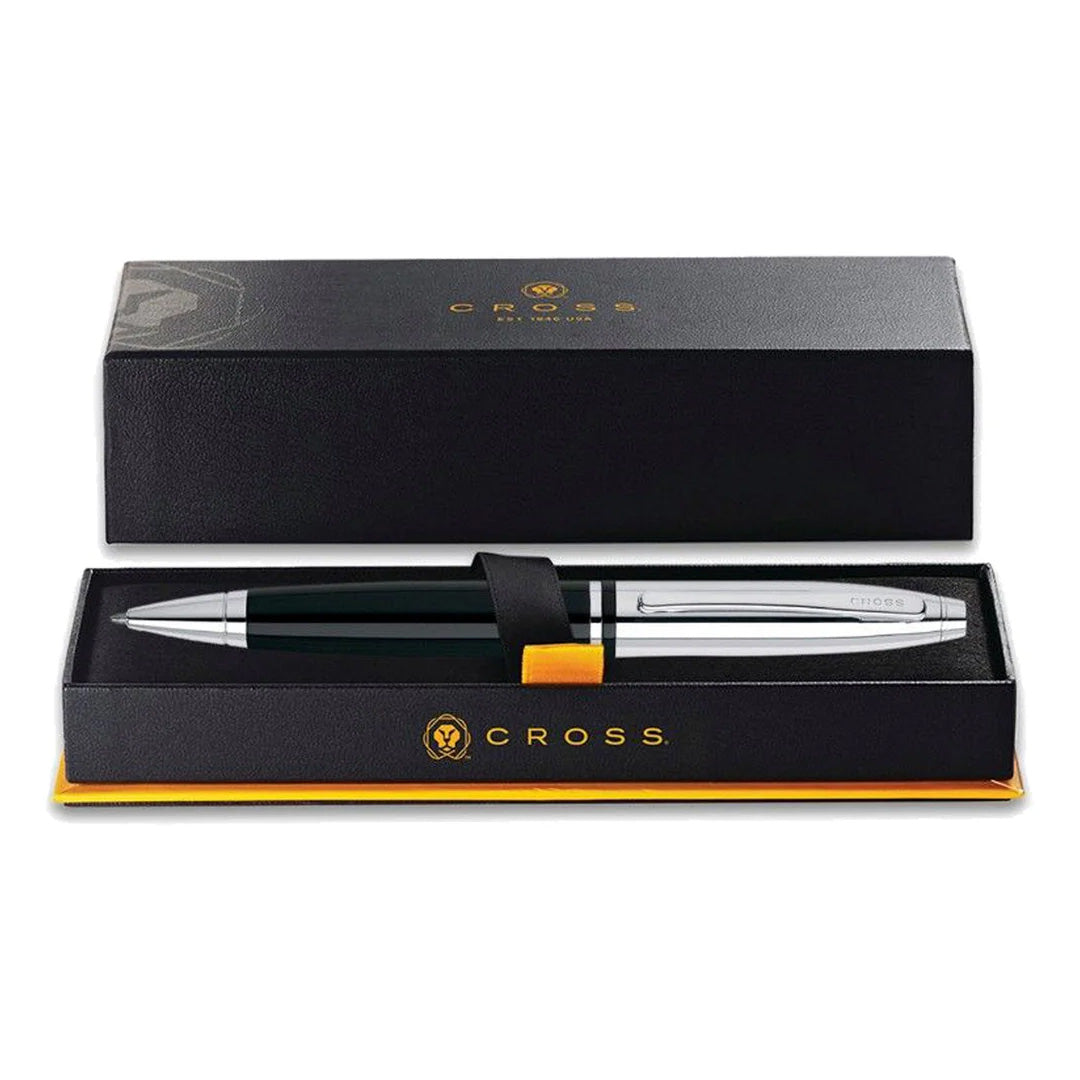 Cross Calais Chrome Black Ballpoint Pen with Polished Trim