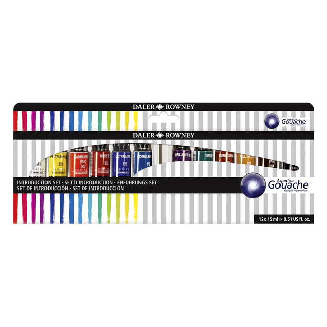 Daler Rowney Aquafine Gouache Introduction Set of 12 - Retail Maharaj