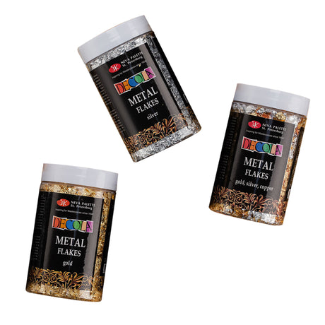 Decola Metal Flakes – Gold, Silver & Mix (Gold / Silver / Copper) Jar - Retail Maharaj