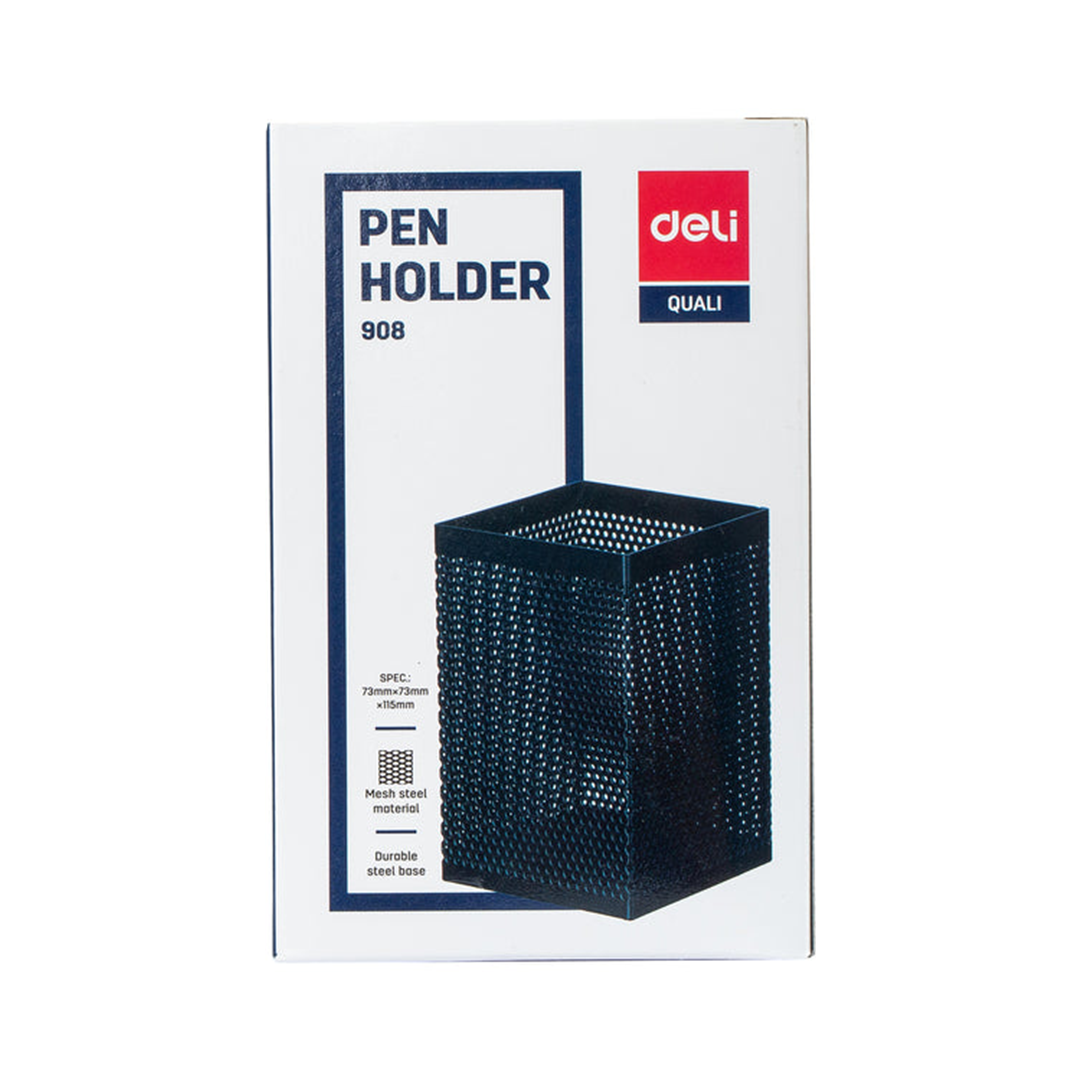 Deli Metal Mesh Pen Holder Desk Organizer Black - Retail Maharaj
