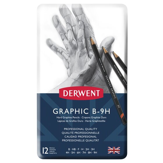 Derwent Graphic Graphite Pencil Set Hard Grades B to 9H - Retail Maharaj