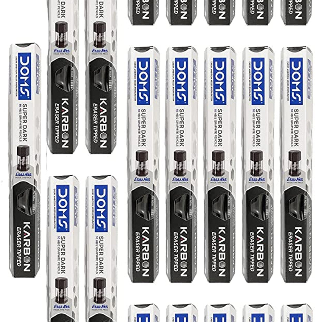 DOMS Karbon Eraser Tipped Super Dark Pencil Set - Retail Maharaj