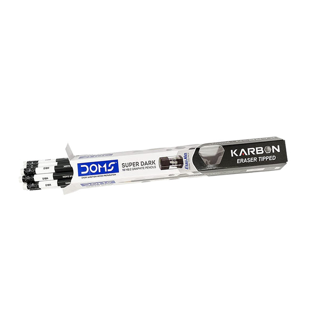 DOMS Karbon Eraser Tipped Super Dark Pencil Set - Retail Maharaj