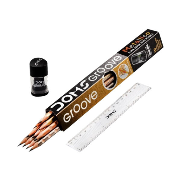 DOMS Groove Metallico Triangular Pencil Set - Retail Maharaj