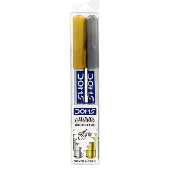 DOMS Metallic Brush Pen Set – Gold & Silver - Retail Maharaj
