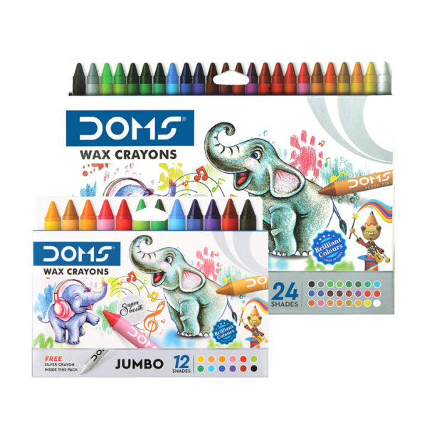 DOMS Long Jumbo Wax Crayons – 12 & 24 Shades - Retail Maharaj