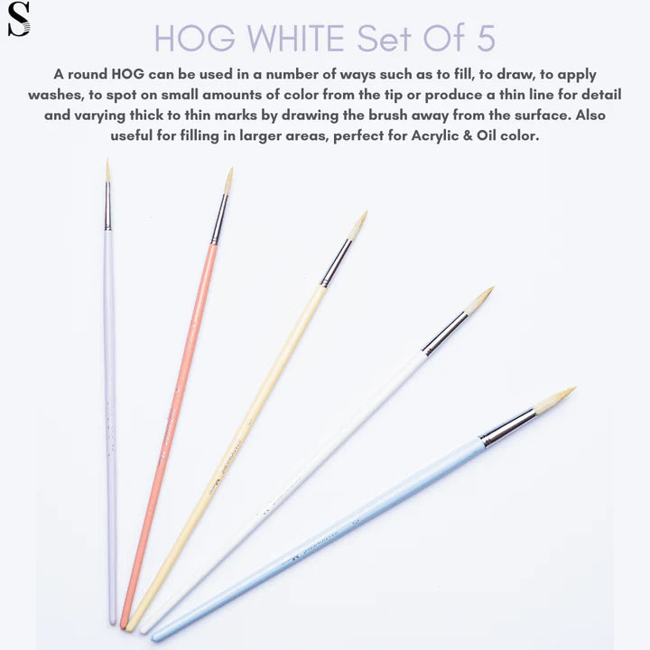 Retail Maharaj Hog Brush Set of 5 Flat Long Handle - Retail Maharaj