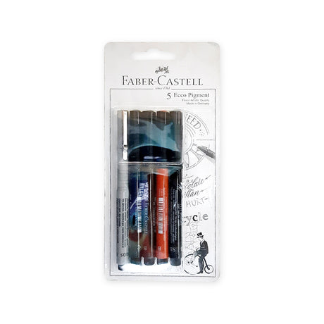 Faber Castell Ecco Pigment Artist Pen Set of Five Fine Liners - Retail Maharaj
