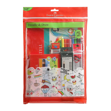 Faber Castell Doodle and Draw Art Kit for Kids Creative Learning Set - Retail Maharaj