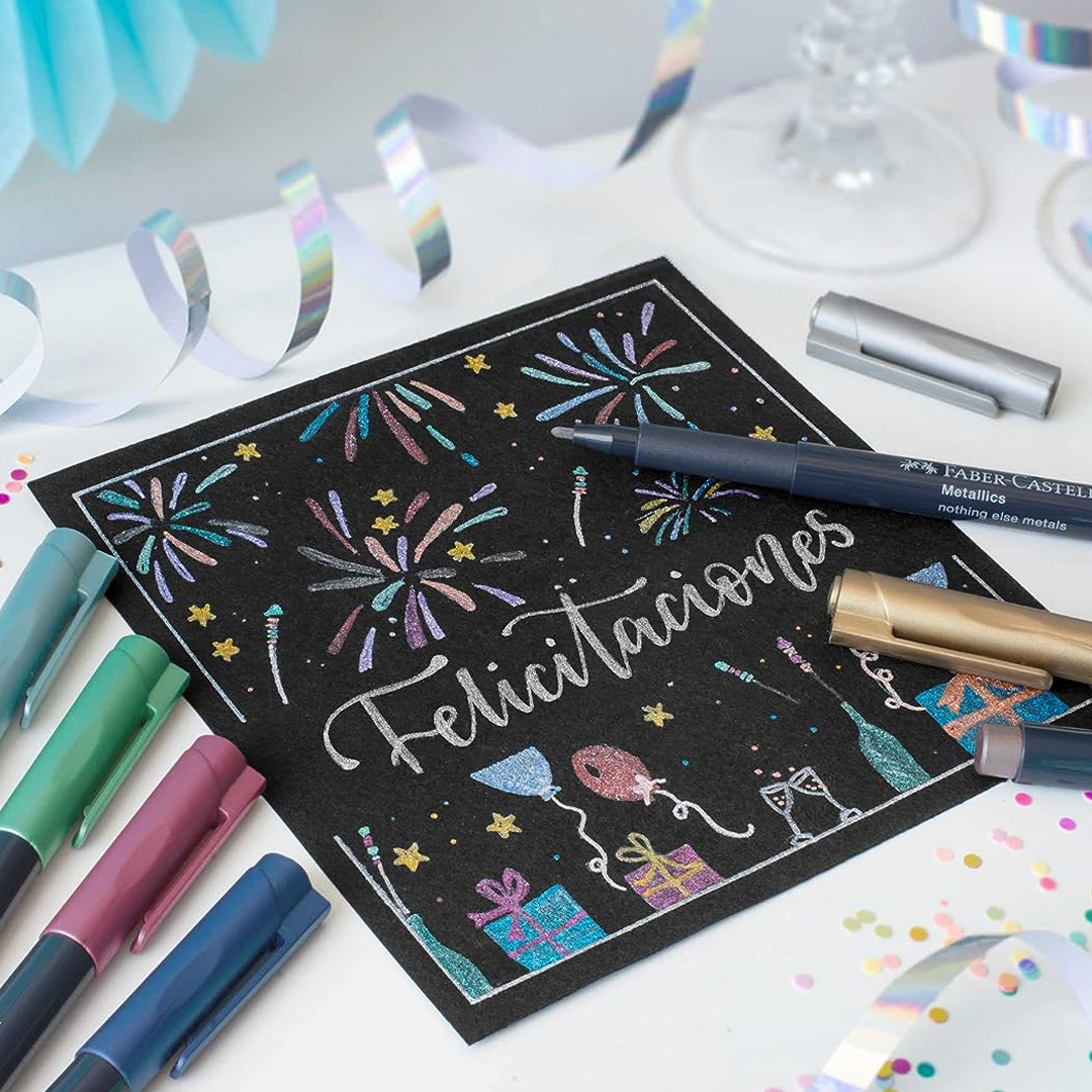 Faber Castell Metallic Marker Pens Multi Surface Art Set - Retail Maharaj