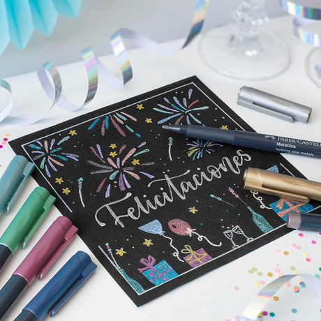 Faber Castell Metallic Marker Pens Multi Surface Art Set - Retail Maharaj