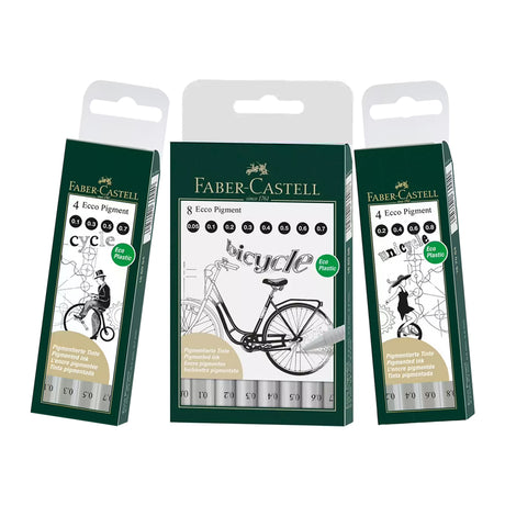 Faber Castell Ecco Pigment Fineliner Black Ink Wallet Set for Sketching Illustration and Technical Drawing - Retail Maharaj