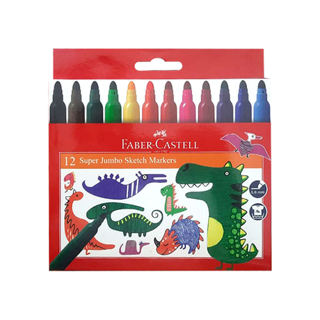 Faber Castell Sketch Marker Set of 12 Bright Colours with Jumbo Nib - Retail Maharaj