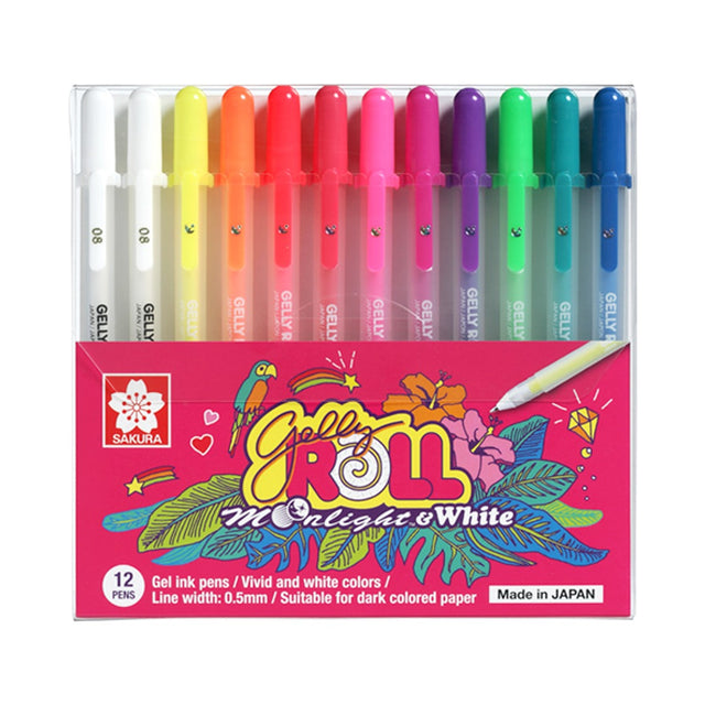 Sakura Gelly Roll Moonlight Gel Pens Set of 12 Vibrant Colours - Retail Maharaj
