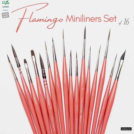 Stationerie Flamingo Pink Mini Liners Brush Set of 16 - Retail Maharaj