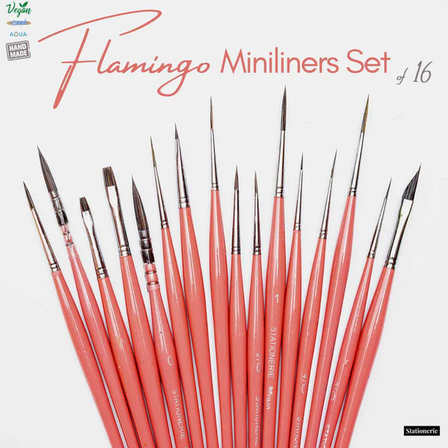 Stationerie Flamingo Pink Mini Liners Brush Set of 16 - Retail Maharaj