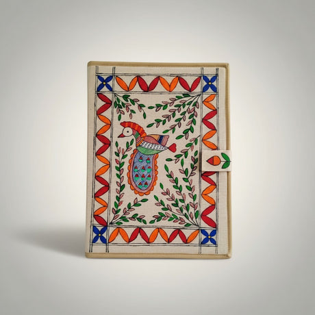 Handmade Jute File Folder with Madhubani Art | Eco-friendly Mithila Painting Document Holder - Retail Maharaj