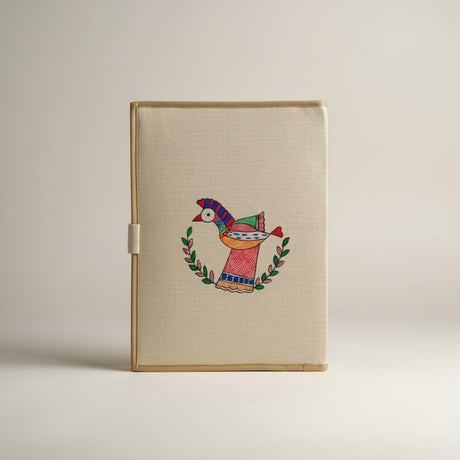 Handmade Jute File Folder with Madhubani Art | Eco-friendly Mithila Painting Document Holder - Retail Maharaj