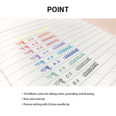 Lineplus Gazelle Water-Based 0.3mm Ballpoint Pen Set of 10 Assorted Colors - Retail Maharaj