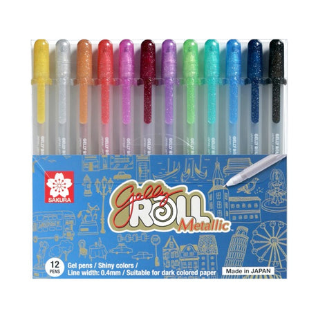 Sakura Gelly Roll Metallic Gel Pens Set of 12 Colors - Retail Maharaj