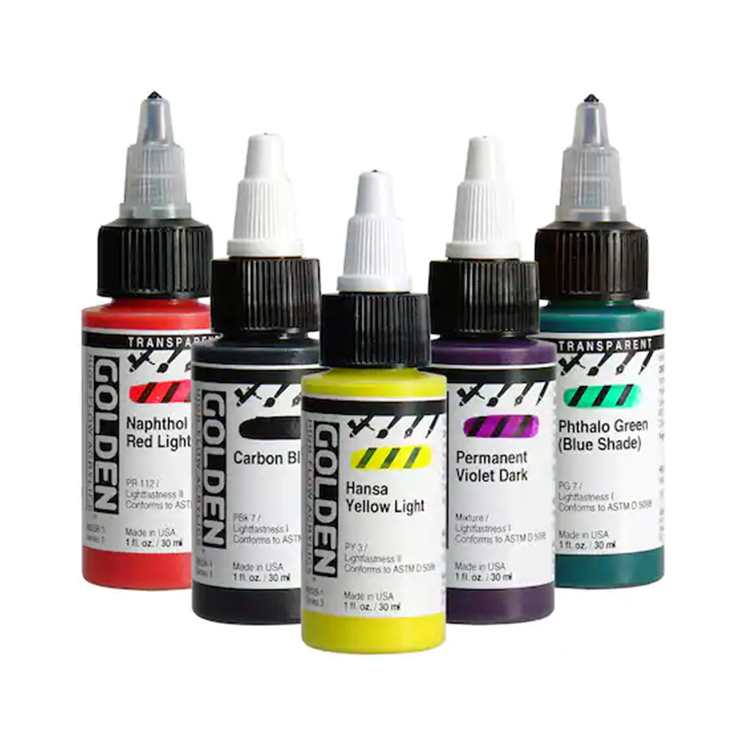 Golden High Flow Acrylic Paint 30ml Professional Fluid Acrylic for Artists - Retail Maharaj