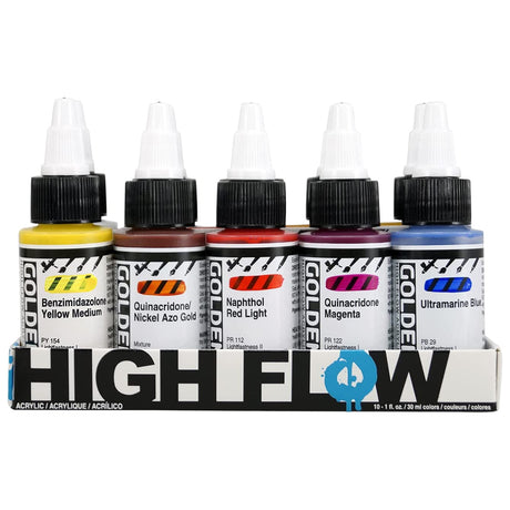 Golden High Flow Acrylic Opaque Set of 10 Professional Artist Colors 30ml - Retail Maharaj