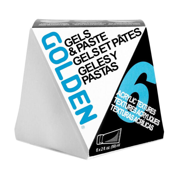 Golden Gel and Molding Paste Set of 6 Professional Acrylic Texture Mediums for Mixed Media Layering and Sculpture Effects - Retail Maharaj