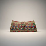 Handmade Madhubani Flap Clutch – Natural Color Silk Bag | Mithila Art Ethnic Handbag - Retail Maharaj