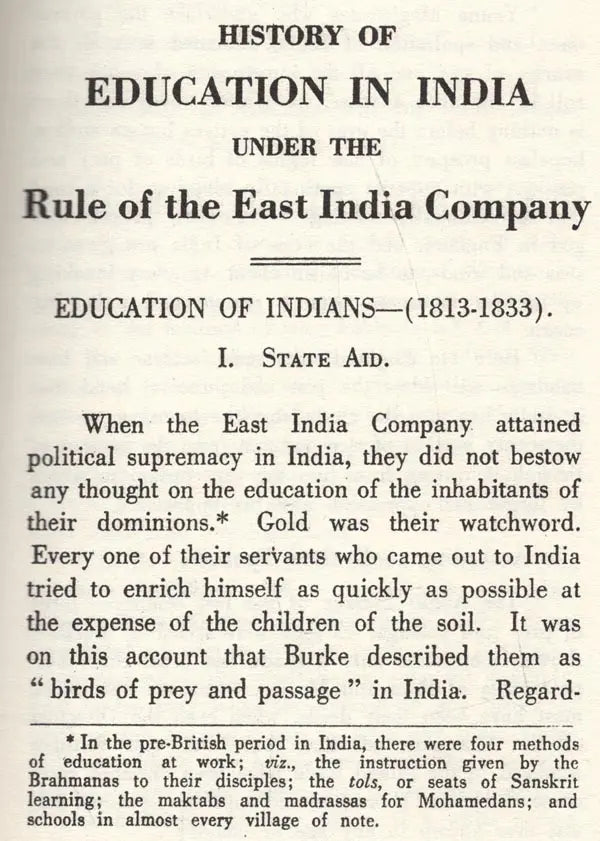 History of Education in India Under the Rule of the East India Company