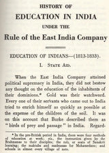 History of Education in India Under the Rule of the East India Company