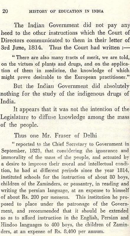 History of Education in India Under the Rule of the East India Company