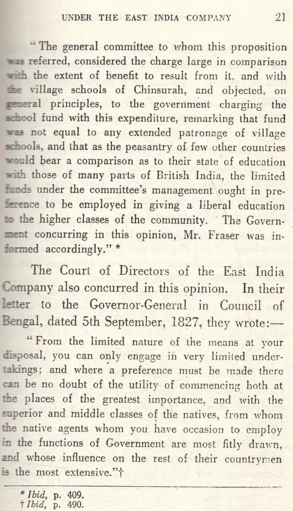 History of Education in India Under the Rule of the East India Company