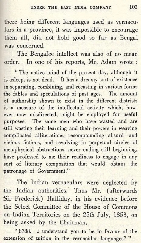 History of Education in India Under the Rule of the East India Company