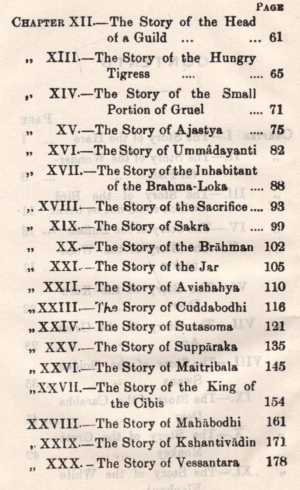 Jatakamala or A Garland of Birth Stories