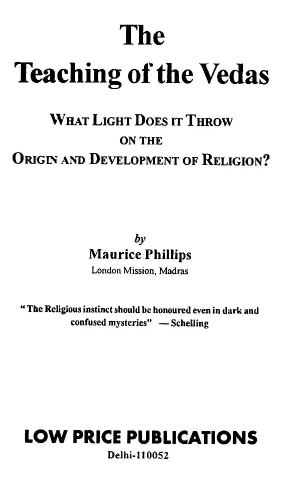 The Teaching of The Vedas – What Light Does It Throw on the Origin and Development of Religion