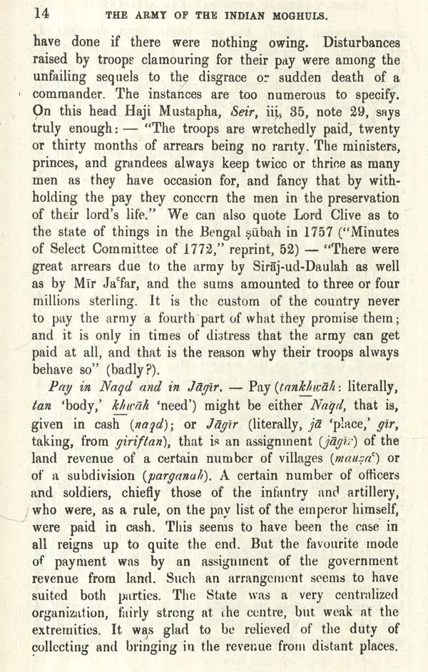 The Army of the Indian Moghuls: Its Organization and Administration