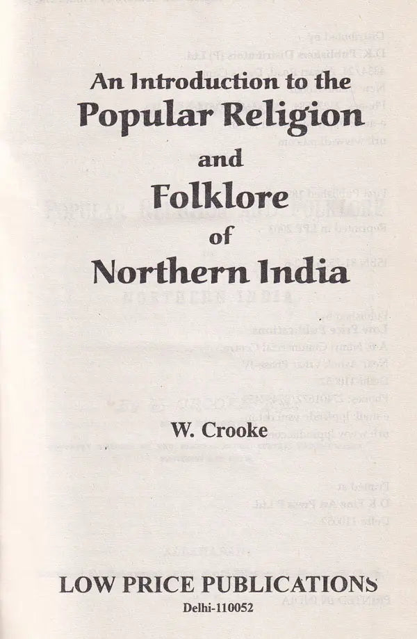 An Introduction to Popular Religion and Folklore of Northern India