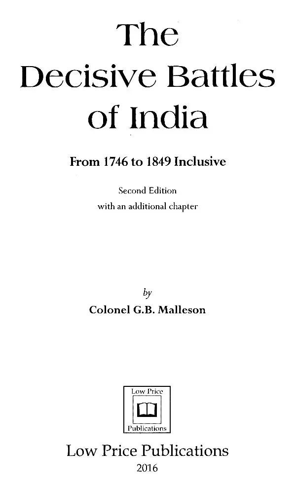 The Decisive Battles of India (From 1746 to 1849)